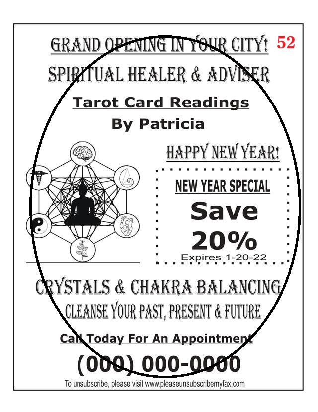 Psychic fax flyer sample 1
